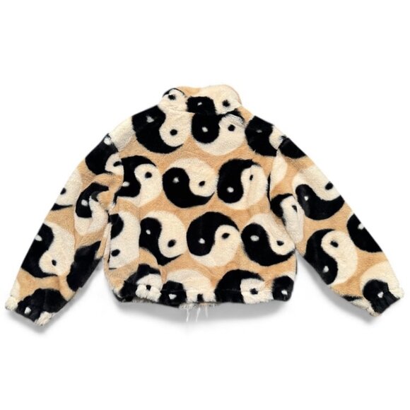 Plushy Kyoyo Ying-Yang Full Zip Jacket Women's Size Small Faux Fur Bomber - Picture 3 of 6